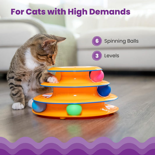 Amazon-Catstages Tower of Tracks 3-Level Cat Track Toy with 6 Balls – The Best Interactive Toy for Indoor Cats on Meerab.online