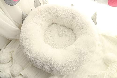 BODISEINT Modern Soft Plush Round Pet Bed for Cats or Small Dogs, Mini Medium Sized Dog Cat Bed Self Warming Autumn Winter Indoor Snooze Sleeping Cozy Kitty Teddy Kennel (20'' D x 8'' H, Light Grey)