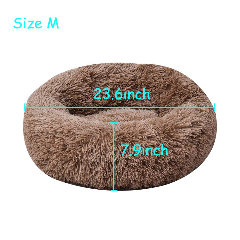 BODISEINT Modern Soft Plush Round Pet Bed for Cats or Small Dogs, Mini Medium Sized Dog Cat Bed Self Warming Autumn Winter Indoor Snooze Sleeping Cozy Kitty Teddy Kennel (20'' D x 8'' H, Light Grey)
