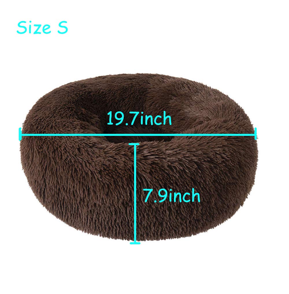 BODISEINT Modern Soft Plush Round Pet Bed for Cats or Small Dogs, Mini Medium Sized Dog Cat Bed Self Warming Autumn Winter Indoor Snooze Sleeping Cozy Kitty Teddy Kennel (20'' D x 8'' H, Light Grey)