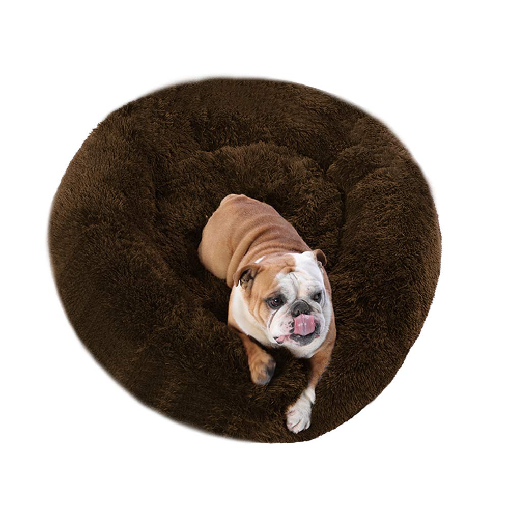 BODISEINT Modern Soft Plush Round Pet Bed for Cats or Small Dogs, Mini Medium Sized Dog Cat Bed Self Warming Autumn Winter Indoor Snooze Sleeping Cozy Kitty Teddy Kennel (20'' D x 8'' H, Light Grey)
