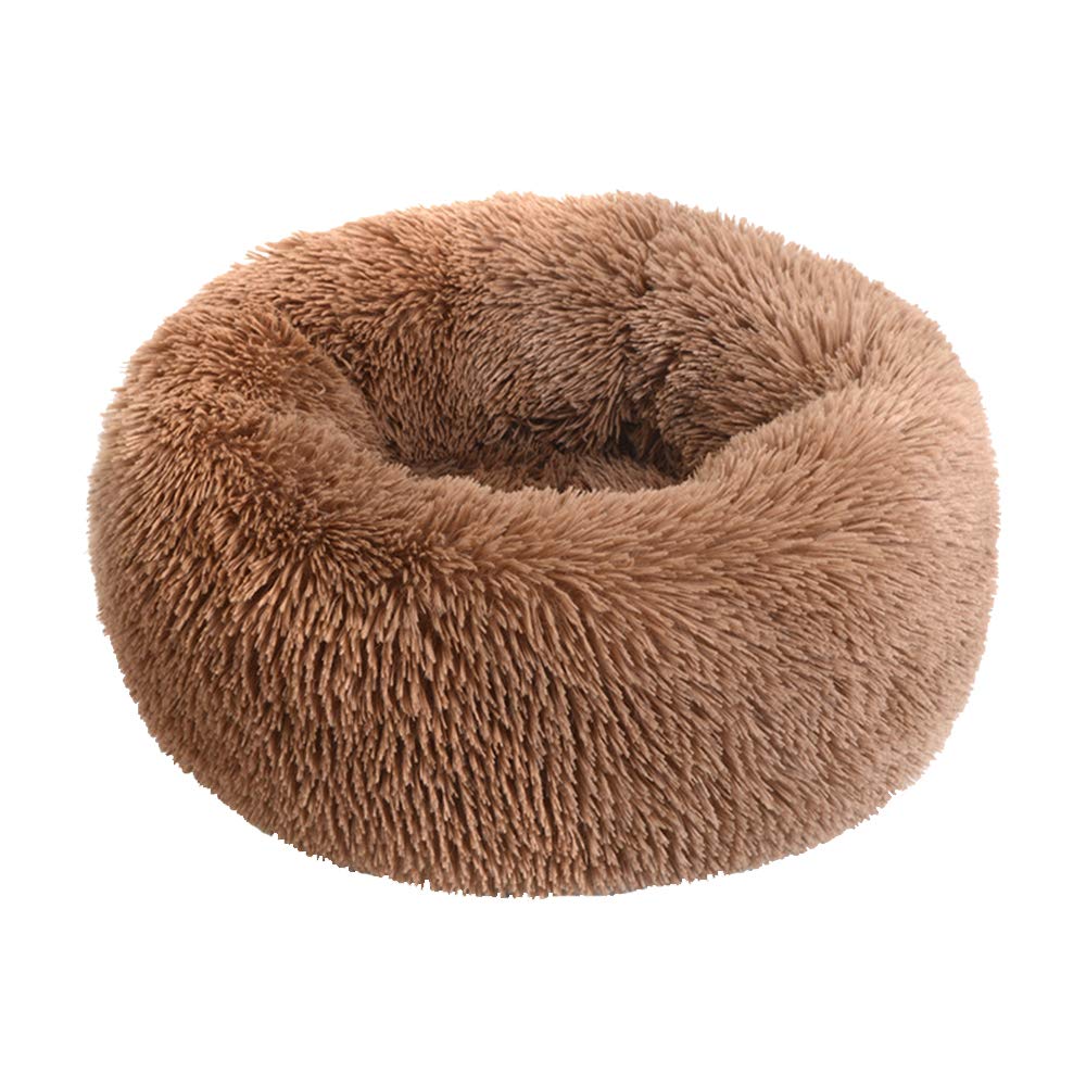 BODISEINT Modern Soft Plush Round Pet Bed for Cats or Small Dogs, Mini Medium Sized Dog Cat Bed Self Warming Autumn Winter Indoor Snooze Sleeping Cozy Kitty Teddy Kennel (20'' D x 8'' H, Light Grey)