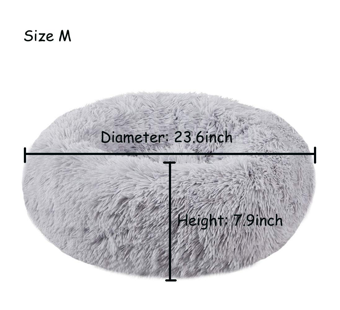 BODISEINT Modern Soft Plush Round Pet Bed for Cats or Small Dogs, Mini Medium Sized Dog Cat Bed Self Warming Autumn Winter Indoor Snooze Sleeping Cozy Kitty Teddy Kennel (20'' D x 8'' H, Light Grey)