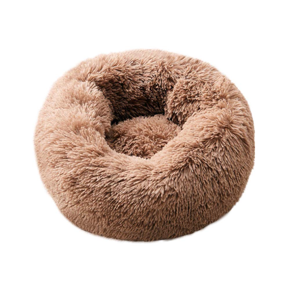 BODISEINT Modern Soft Plush Round Pet Bed for Cats or Small Dogs, Mini Medium Sized Dog Cat Bed Self Warming Autumn Winter Indoor Snooze Sleeping Cozy Kitty Teddy Kennel (20'' D x 8'' H, Light Grey)