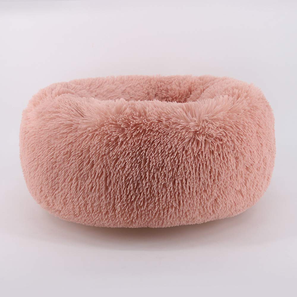 BODISEINT Modern Soft Plush Round Pet Bed for Cats or Small Dogs, Mini Medium Sized Dog Cat Bed Self Warming Autumn Winter Indoor Snooze Sleeping Cozy Kitty Teddy Kennel (20'' D x 8'' H, Light Grey)