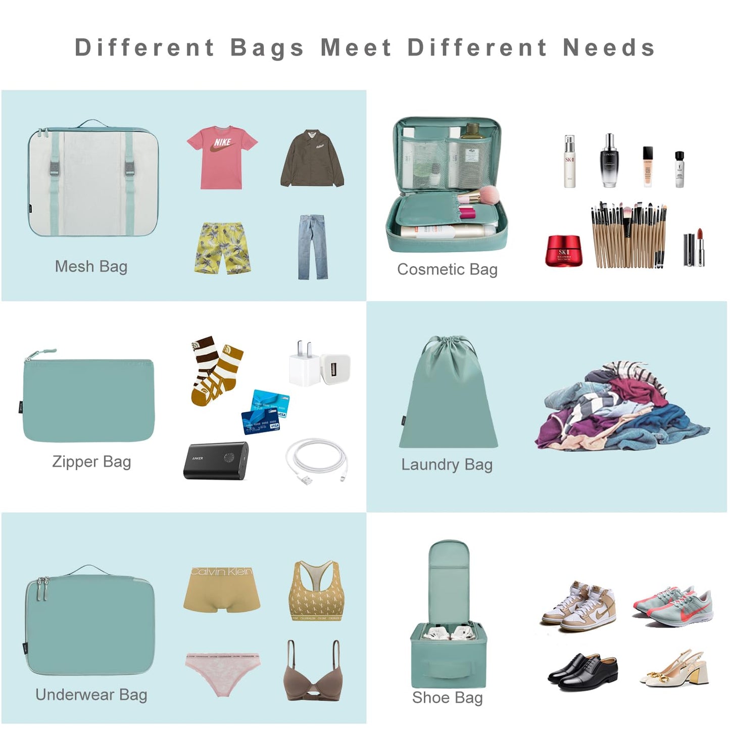 BAGAIL 8 Set Packing Cubes Luggage Packing Organizers for Travel Accessories-Cream