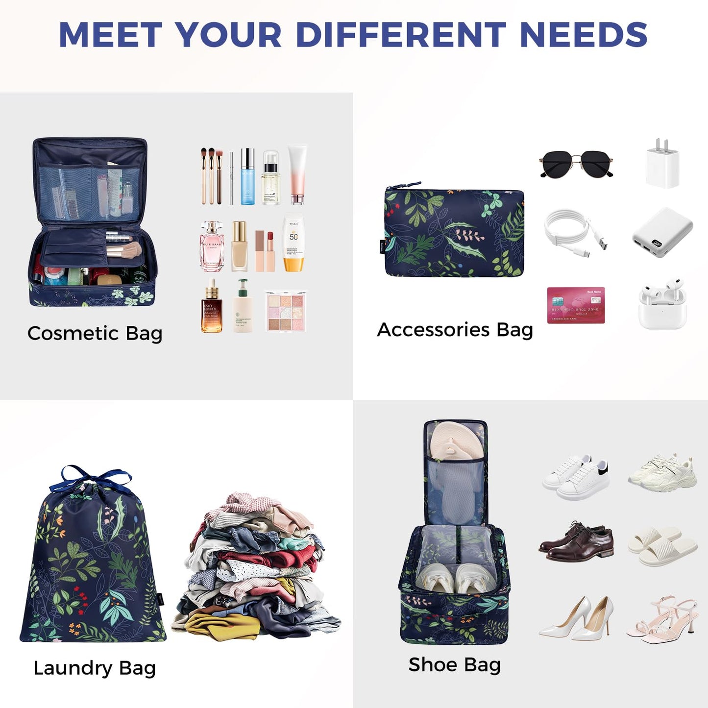 BAGAIL 8 Set Packing Cubes Luggage Packing Organizers for Travel Accessories-Cream