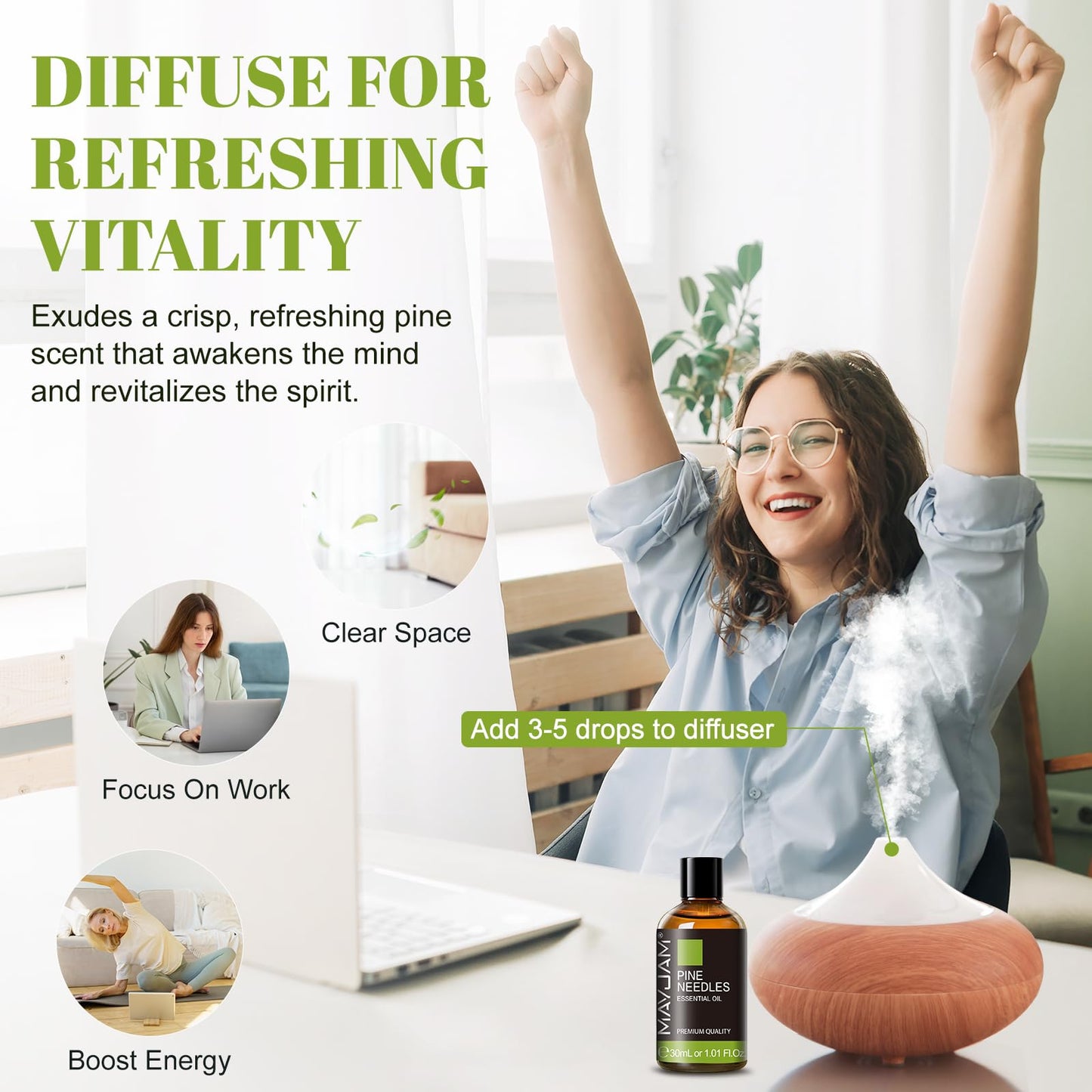 Tea Tree Essential Oil, MAYJAM Pure Essential Oils for Diffusers for Home and Office, 1.01FL.OZ Tea Tree Oil for Candle Making, DIY Soap, 30ML/Bottle