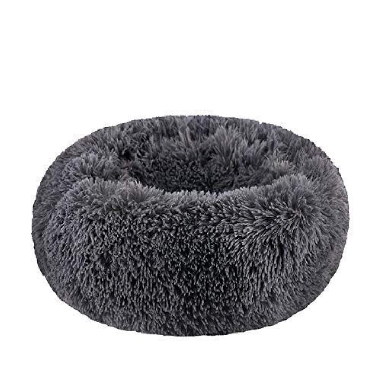 BODISEINT Modern Soft Plush Round Pet Bed for Cats or Small Dogs, Mini Medium Sized Dog Cat Bed Self Warming Autumn Winter Indoor Snooze Sleeping Cozy Kitty Teddy Kennel (20'' D x 8'' H, Light Grey)