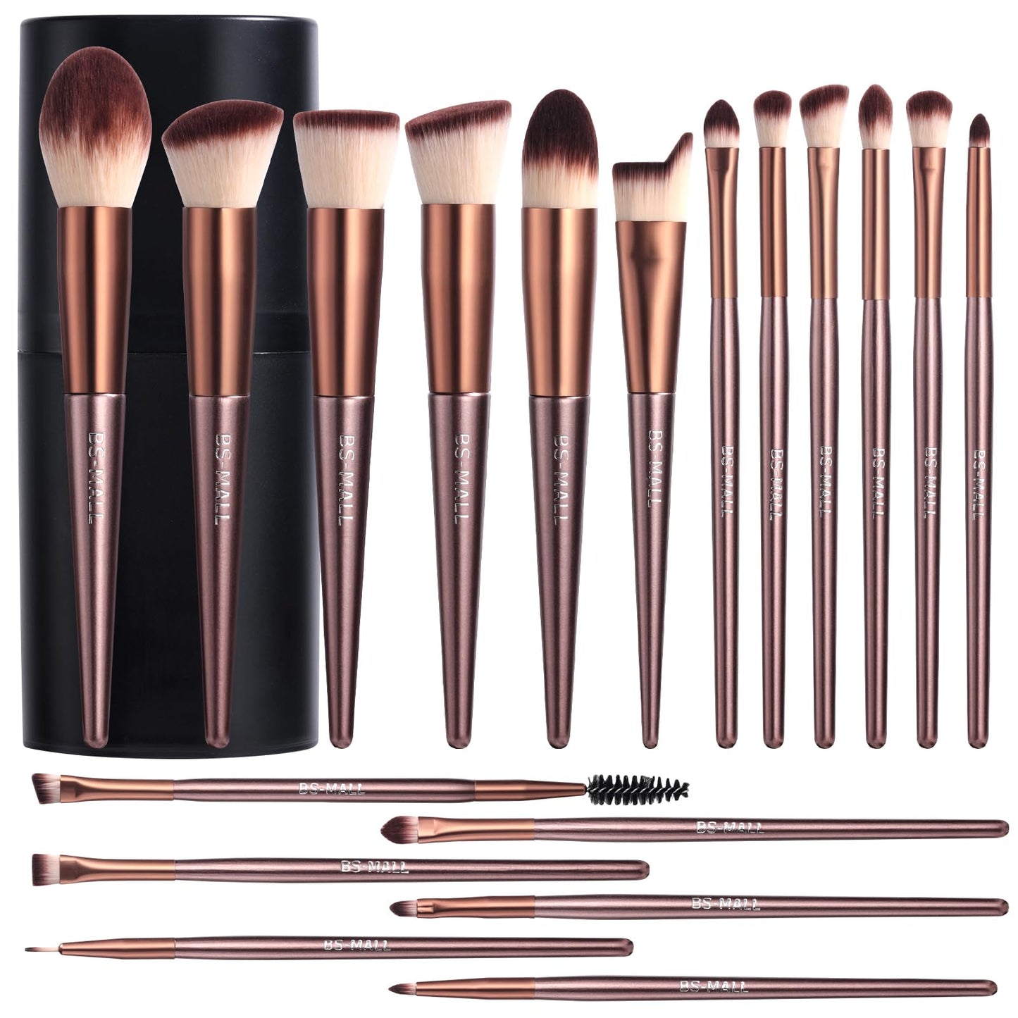 BS-MALL Makeup Brush Set 18 Pcs Premium Synthetic Foundation Powder Concealers Eye shadows Blush Makeup Brushes with black case