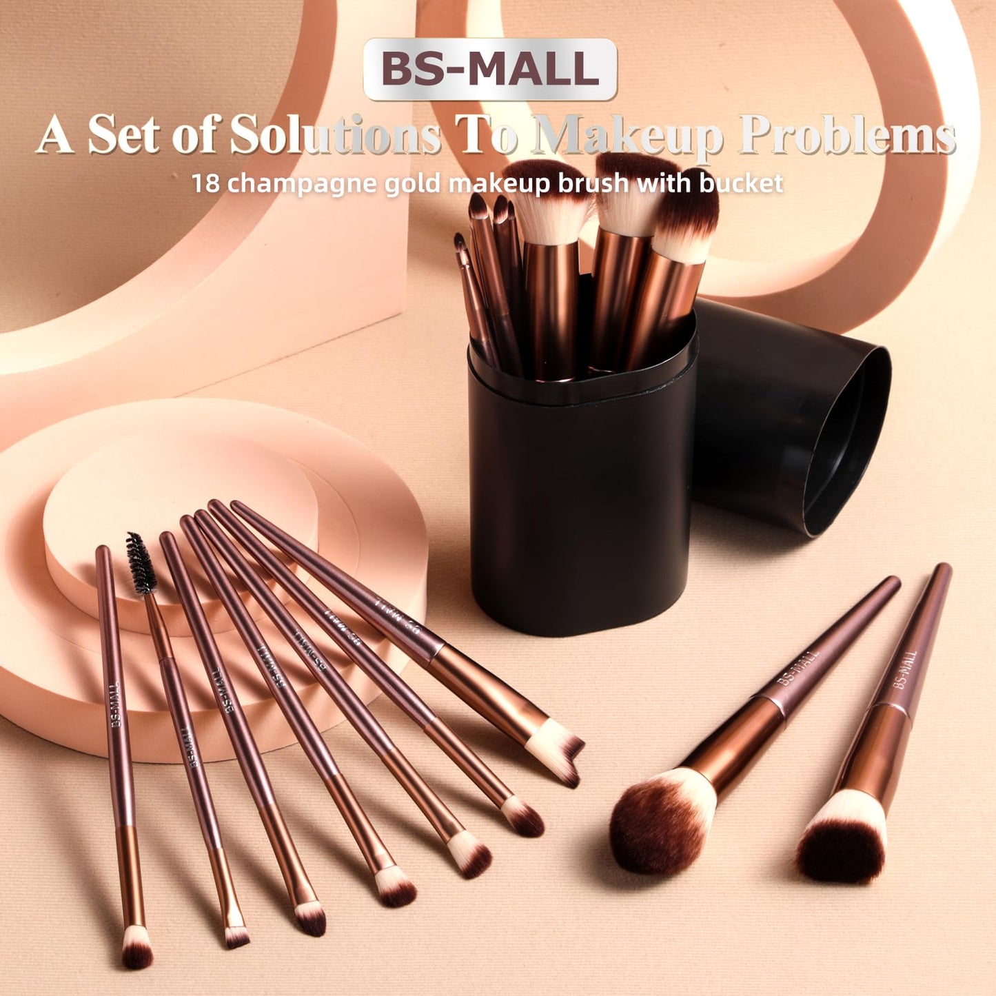 BS-MALL Makeup Brush Set 18 Pcs Premium Synthetic Foundation Powder Concealers Eye shadows Blush Makeup Brushes with black case