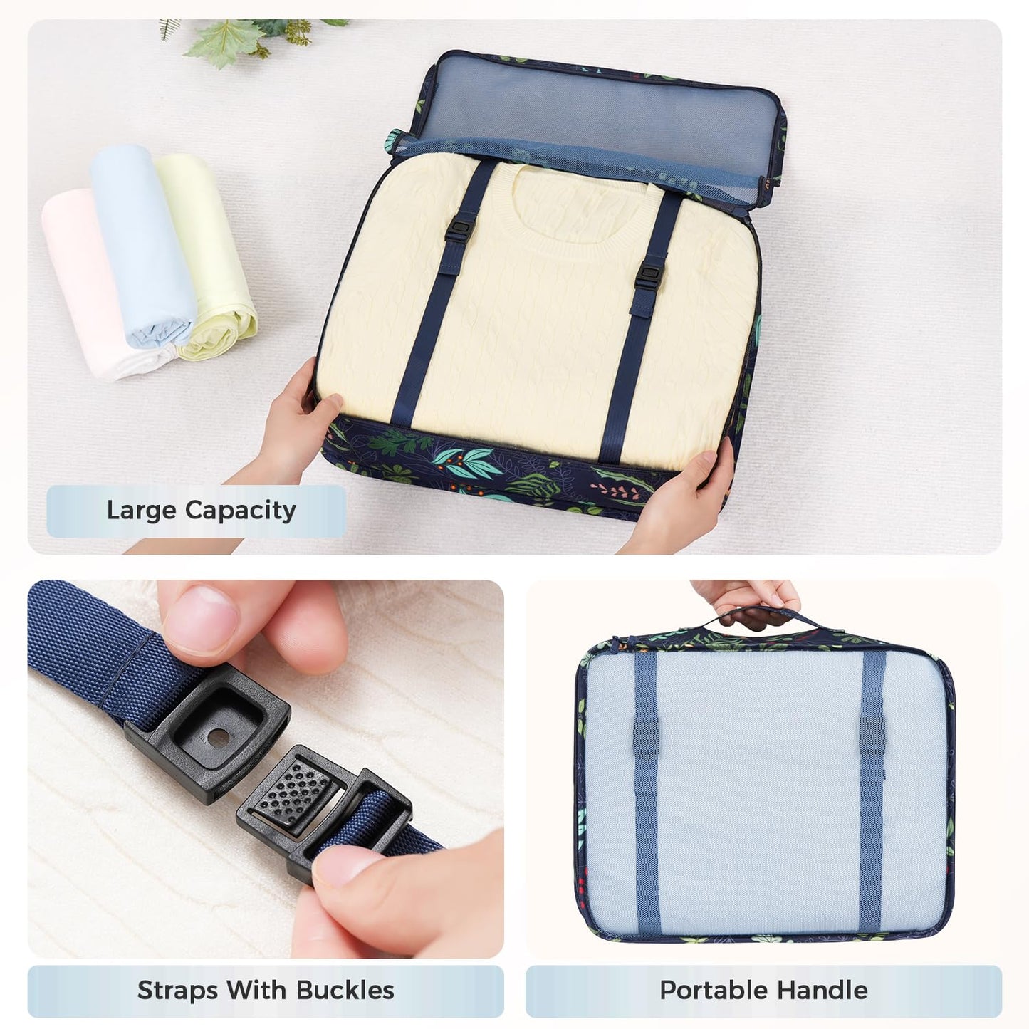 BAGAIL 8 Set Packing Cubes Luggage Packing Organizers for Travel Accessories-Cream