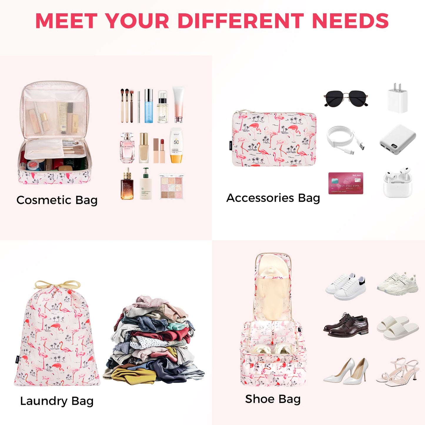 BAGAIL 8 Set Packing Cubes Luggage Packing Organizers for Travel Accessories-Cream