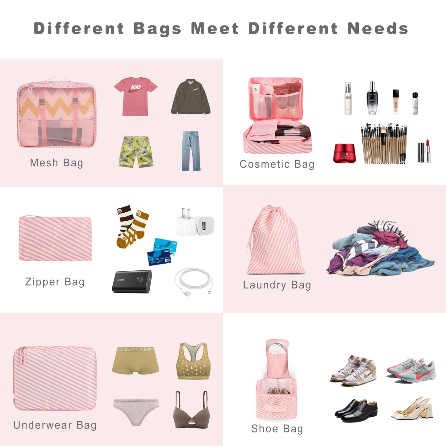 BAGAIL 8 Set Packing Cubes Luggage Packing Organizers for Travel Accessories-Cream