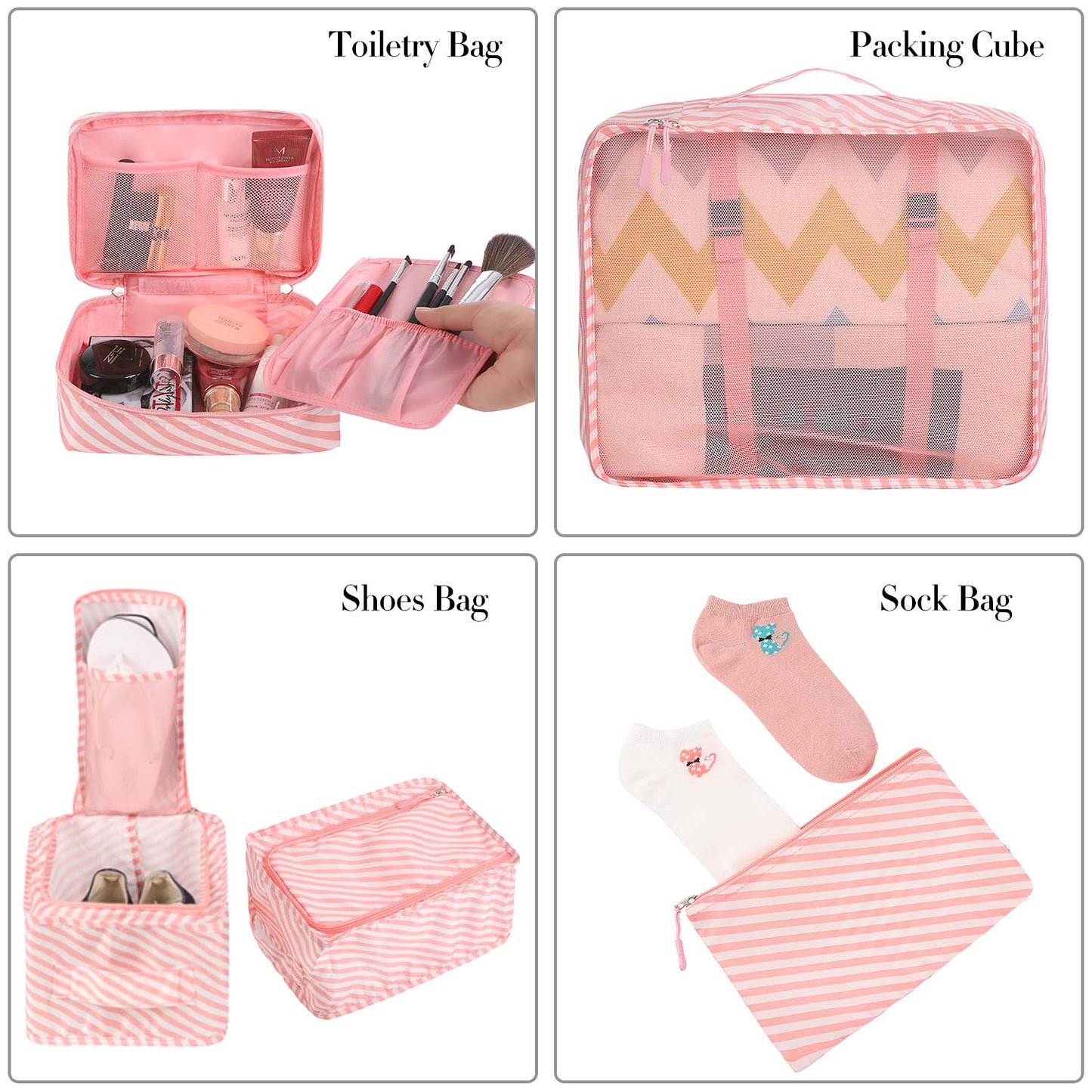 BAGAIL 8 Set Packing Cubes Luggage Packing Organizers for Travel Accessories-Cream