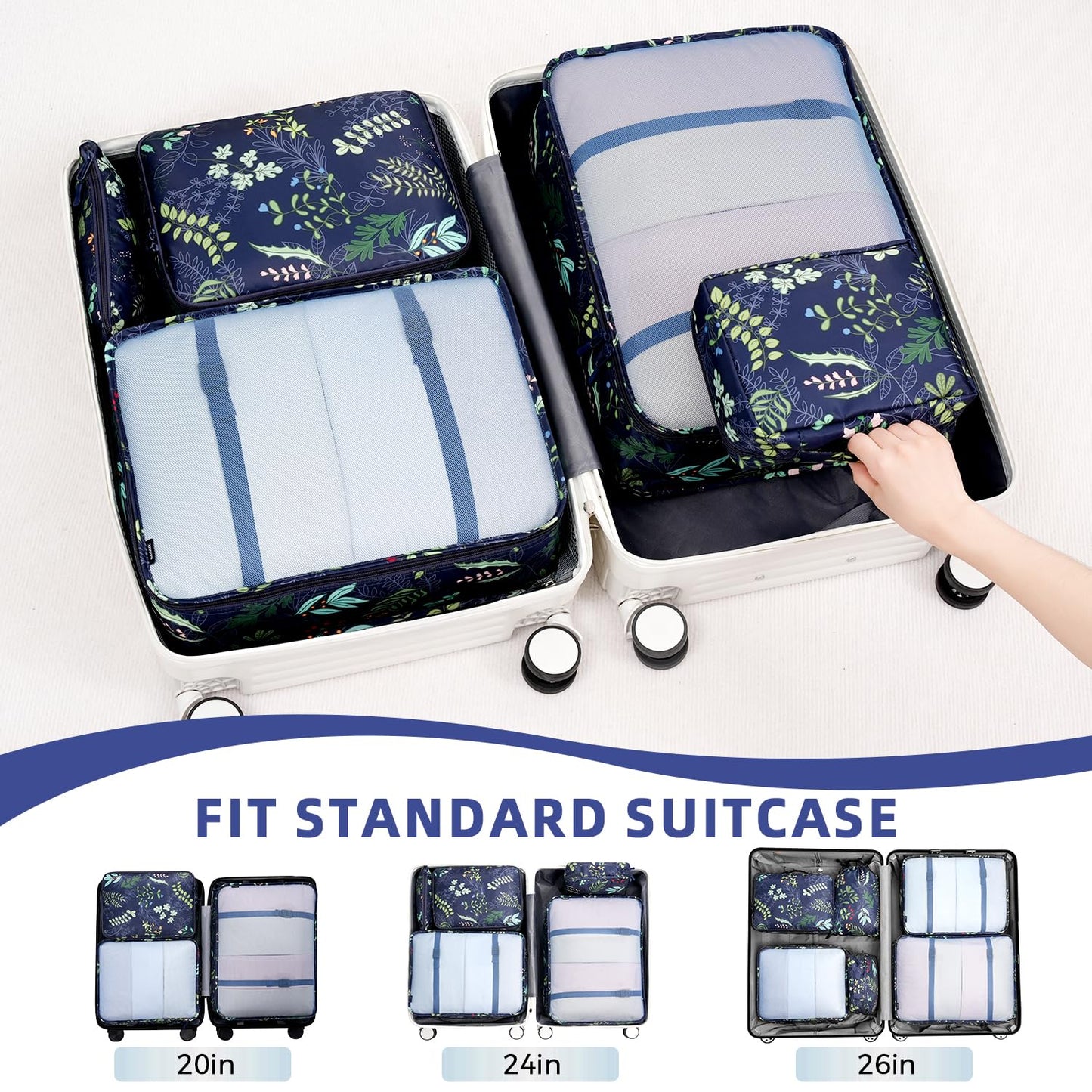 BAGAIL 8 Set Packing Cubes Luggage Packing Organizers for Travel Accessories-Cream