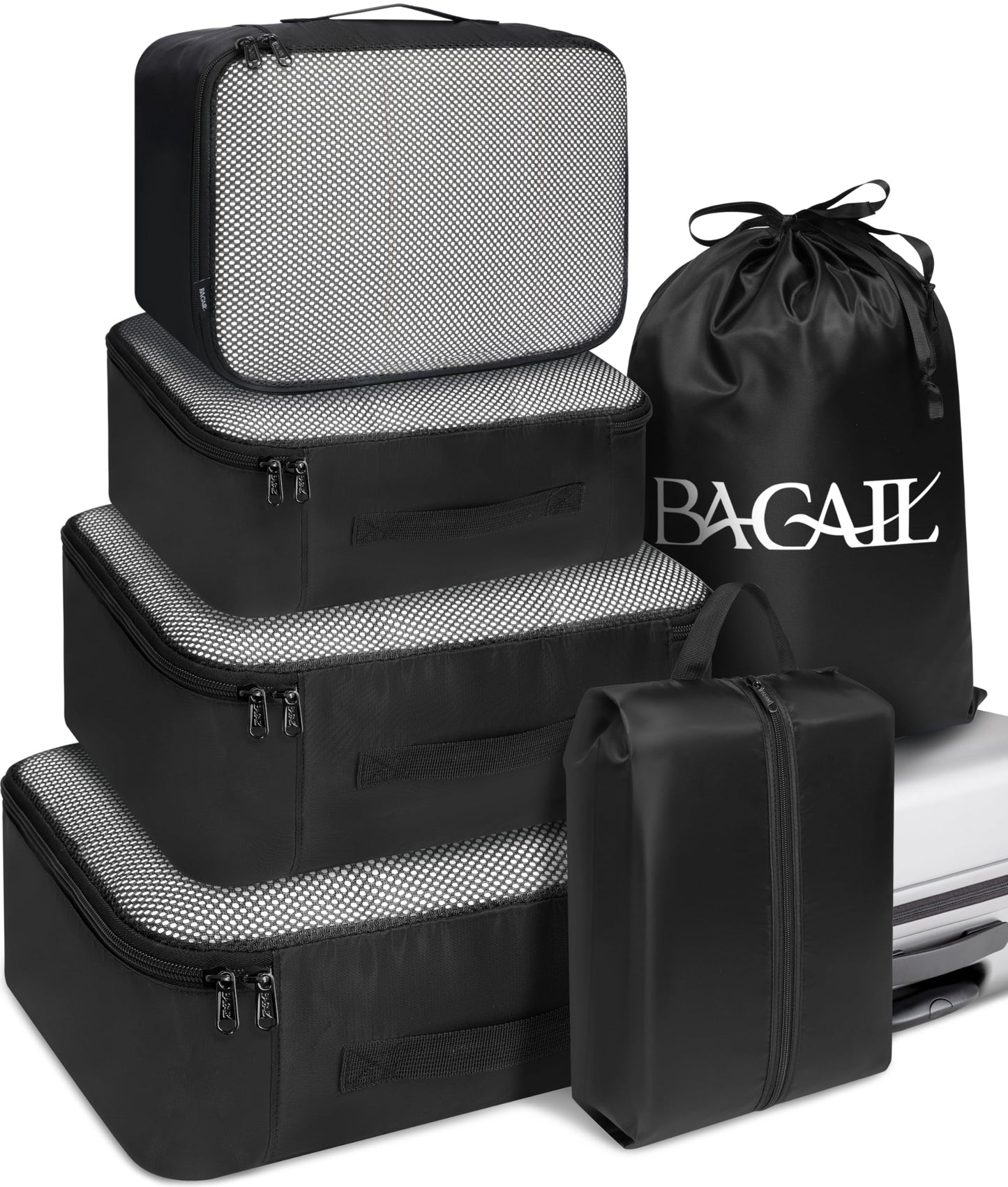 BAGAIL 8 Set Packing Cubes Luggage Packing Organizers for Travel Accessories-Cream
