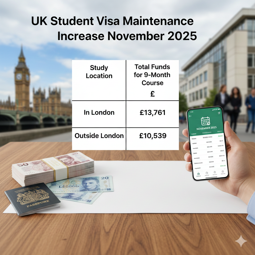 UK student visa maintenance increase November 2025 table meerab.online